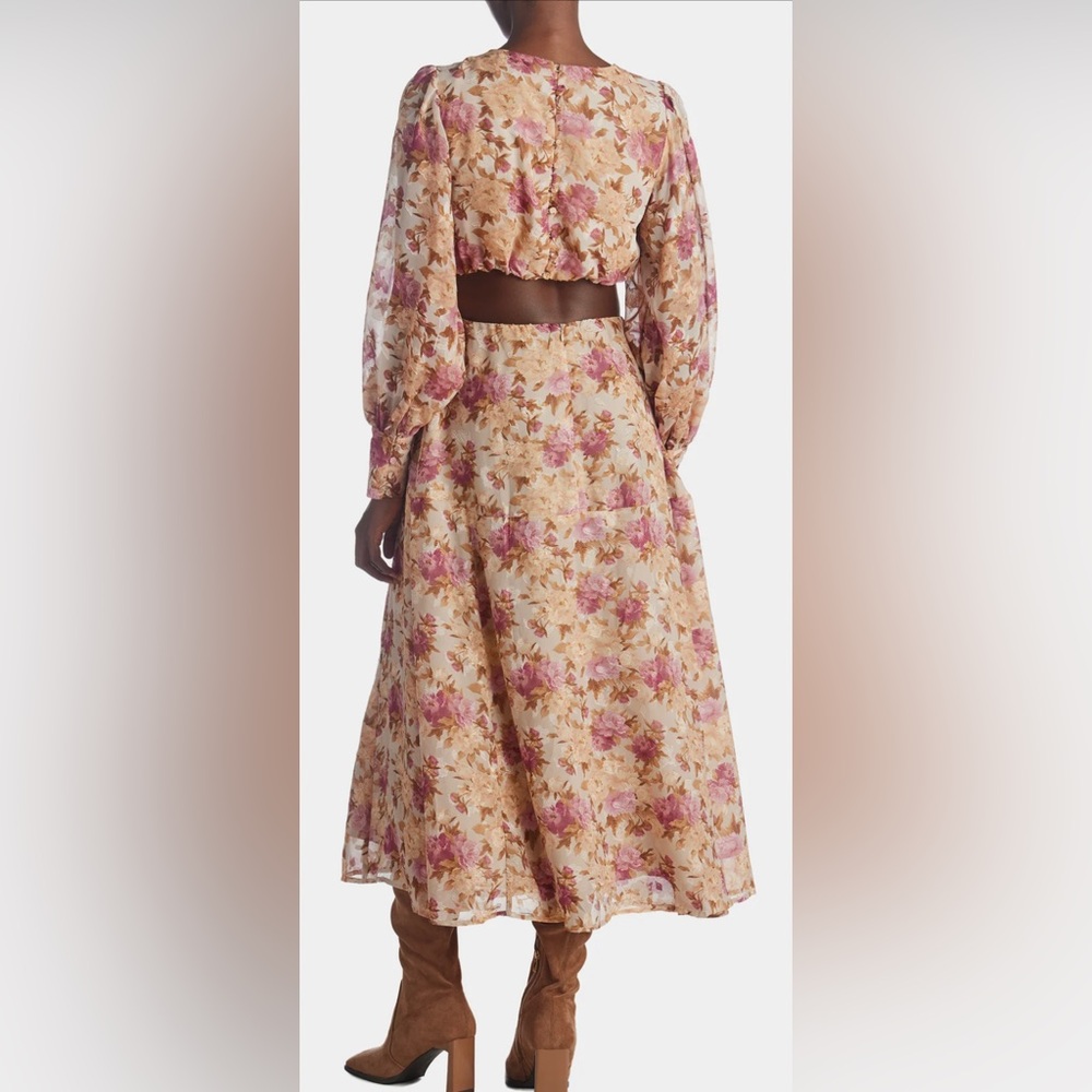 En Saison Lissandra Pink Multi Floral Cut-Out Detail Midi Dress, sz S - Picture 4 of 16
